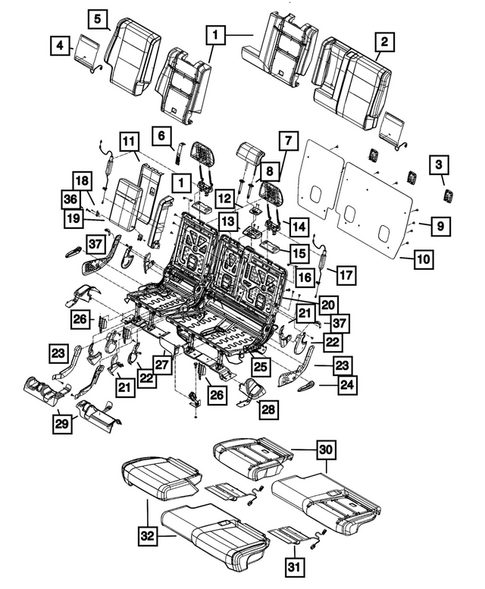 Rear Seats - Second Row for 2019 Jeep Grand Cherokee #17