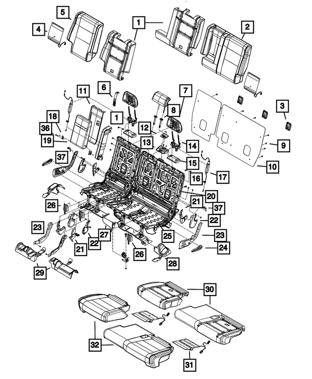 68086221AB - Interior Trim: Seat Back Foam, Left for Mopar Image
