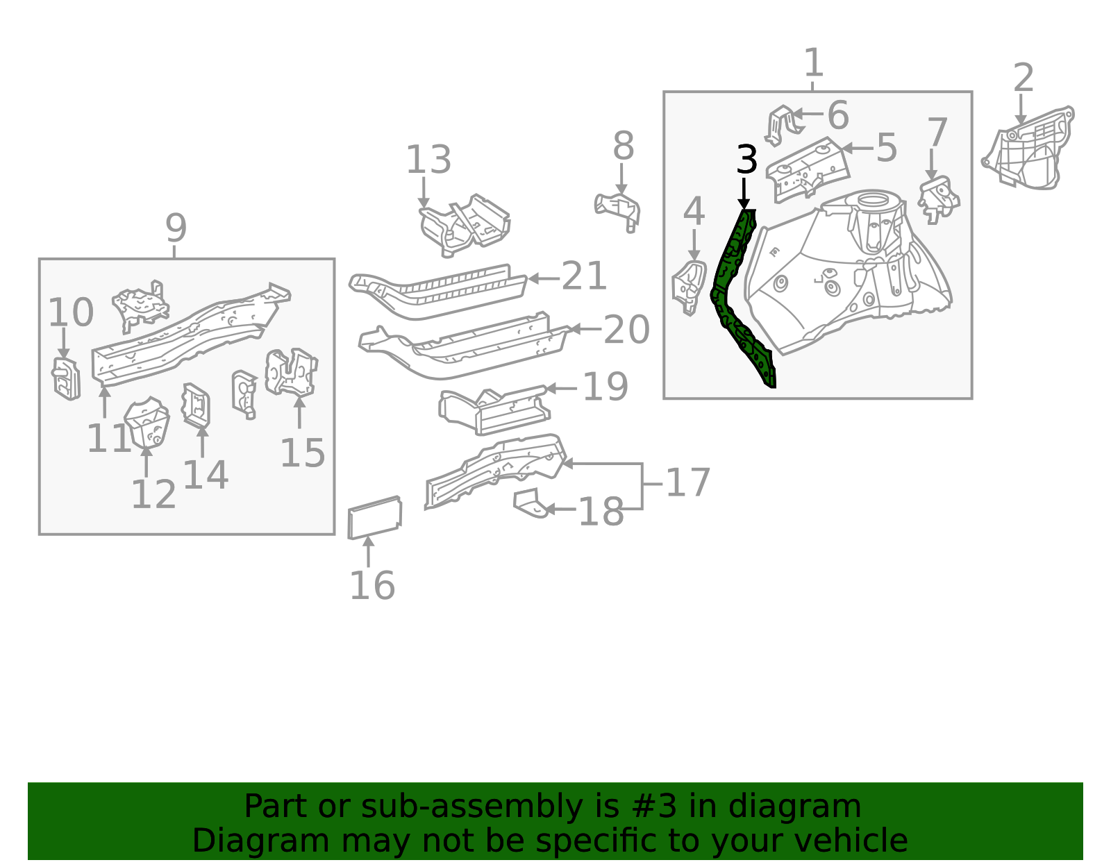 53708-08020 - Fender Apron Extension 2015-2020 Toyota Sienna | Longo ...