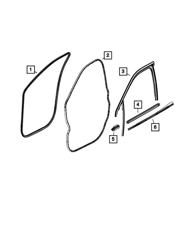 68242105AA - Doors, Door Mirrors and Related Parts: Front Door Opening Weatherstrip, Left for Mopar Image