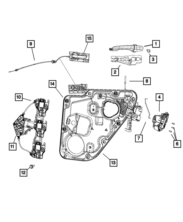1MW30LAUAE - Doors, Door Mirrors and Related Parts: Exterior Door Handle, Right for Dodge: Durango | Jeep: Grand Cherokee Image