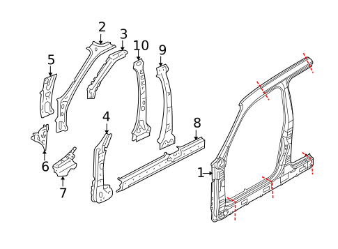 Center Pillar & Rocker for 2010 Mercury Mariner #0