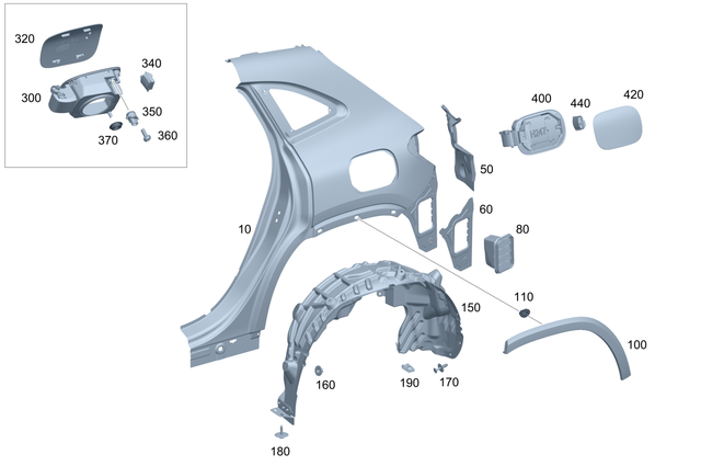 2476374601 - Side Walls: Connecting Sheet for Mercedes-Benz: GLA250, GLA35 AMG, GLA45 AMG Image image