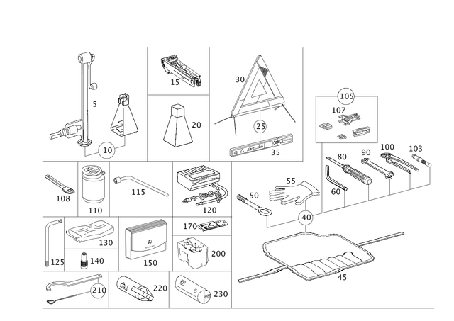 1295830015 - Tools and Accessories: Jack for Mercedes-Benz: 300SL, 500SL, 600SL, SL320, SL500, SL55 AMG, SL550, SL600, SL63 AMG, SL65 AMG Image image