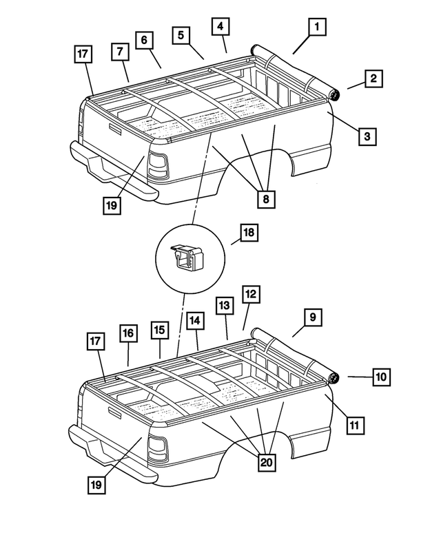 82209733AB - Mopar Accessories - Component Parts: Tonneau Cover for Mopar Image