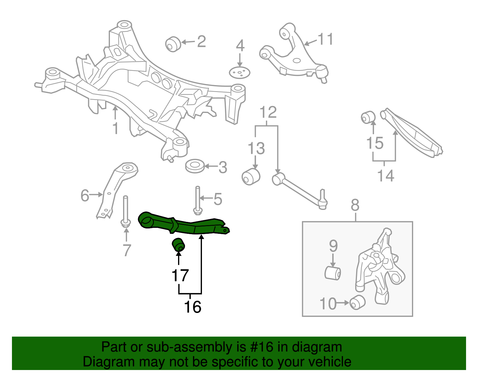 2008-2014 Subaru Trailing Arm 20250AJ070 | Subaru Online Parts