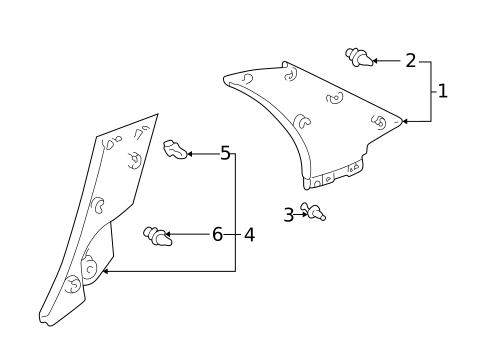 Interior Trim - Quarter Panels for 2002 Toyota Echo #1