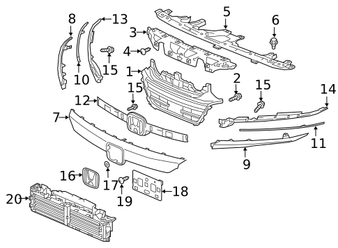 Grille & Components for 2020 Honda Accord #0