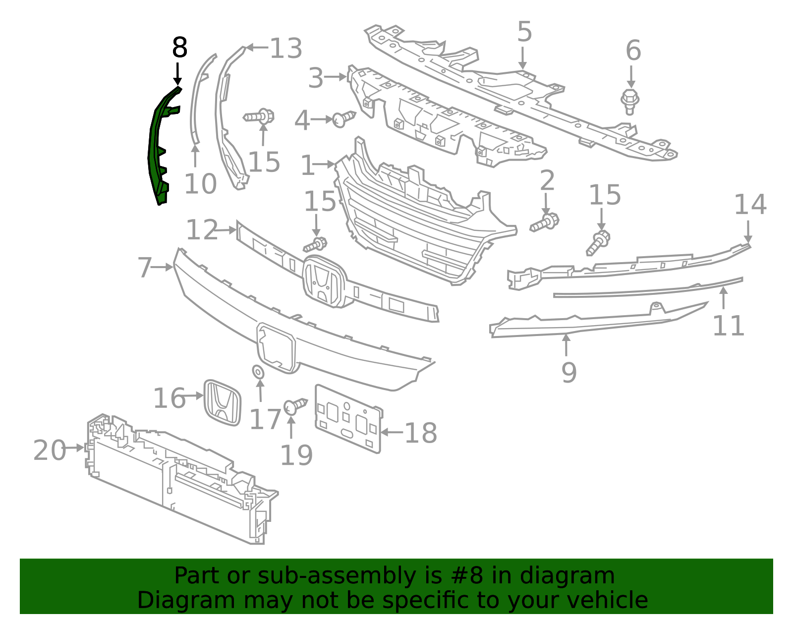 71111-TVA-A50 - 2018-2020 Honda Accord - Grille Front Bumper (Lower) | Genuine Honda Parts