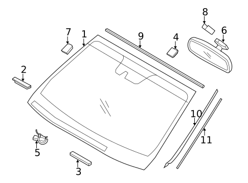 Glass - Windshield for 2014 Hyundai Santa Fe #0