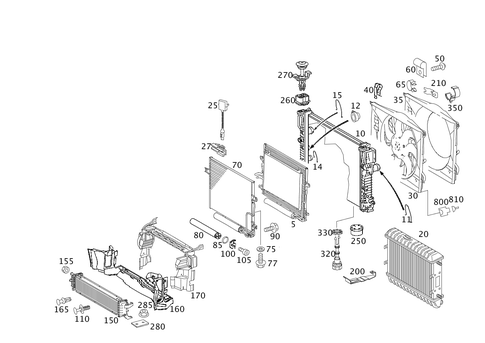 Radiator, Mounting, and Covering for 2009 Mercedes-Benz E320 #0