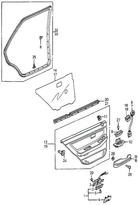 Rear Door Lining 4DR for 1984 Honda Accord #0