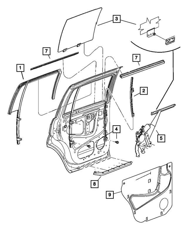 55362137AA - Doors and Related Parts: Rear Door Seal, Lower for Mopar Image image