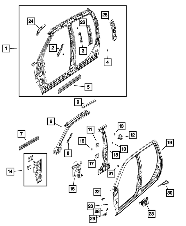 55372804AA - Body Sheet Metal Except Doors: Grab Handle Bracket, Right for Dodge: Ram 1500, Ram 2500, Ram 3500 | Ram: 1500, 1500 Classic, 2500, 3500 Image