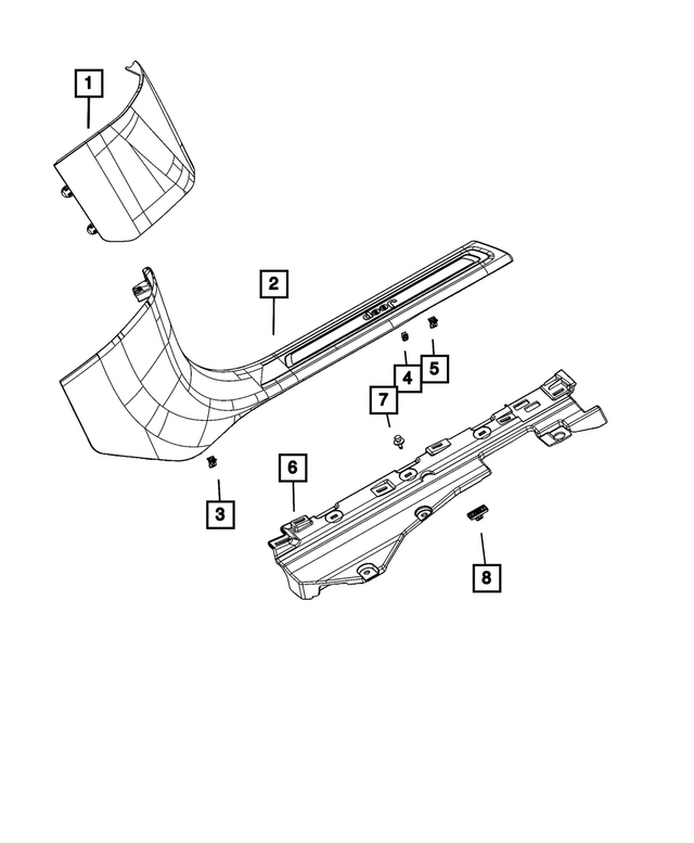 68360205AD - Interior Trim: Side Rail Reinforcement, Left for Mopar Image