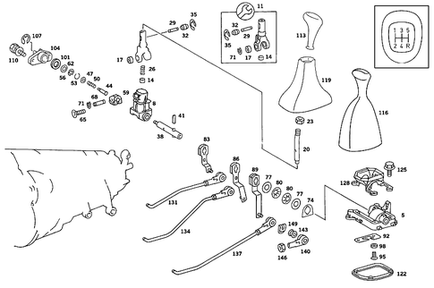 Floor Shift Used with Manual Fivespeed Transmission for 1991 Mercedes-Benz 190E #0