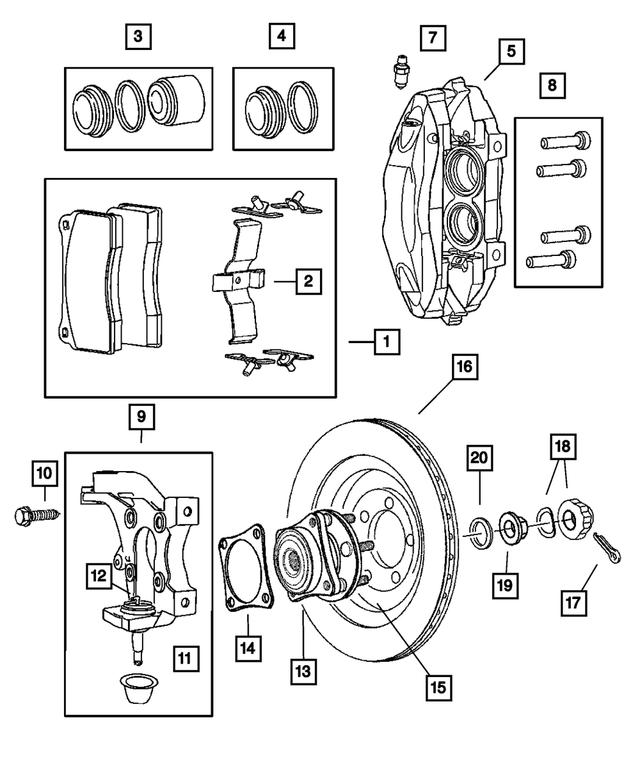 5086731AA - Service Brakes: Rear Knuckle, Left for Mopar Image