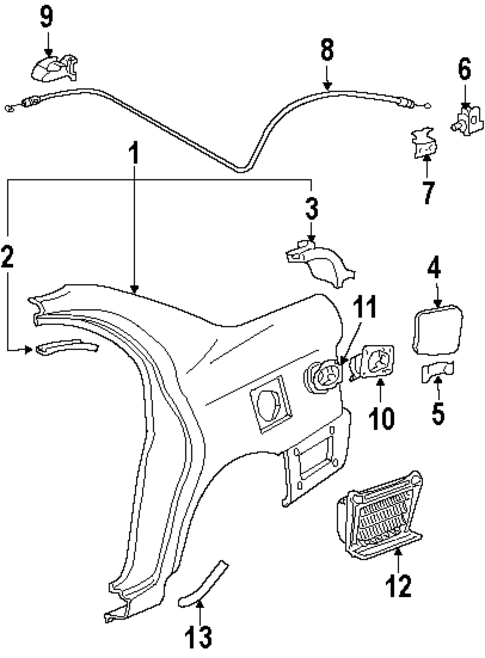 Quarter Panel & Components for 2000 Chevrolet Prizm #0