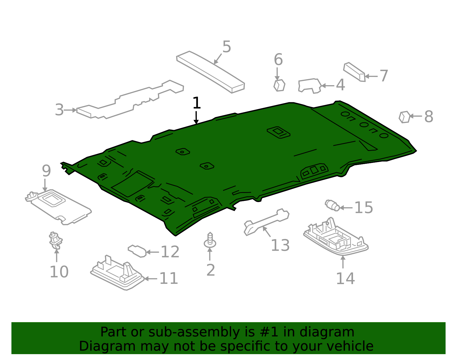 OEM 2021-2022 Toyota Headliner Part # 63310-0R160-C0 | Modern