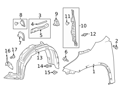 Fender & Components for 2019 Toyota Highlander #0