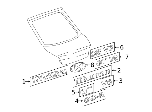 Exterior Trim - Lift Gate for 2006 Hyundai Tiburon #0