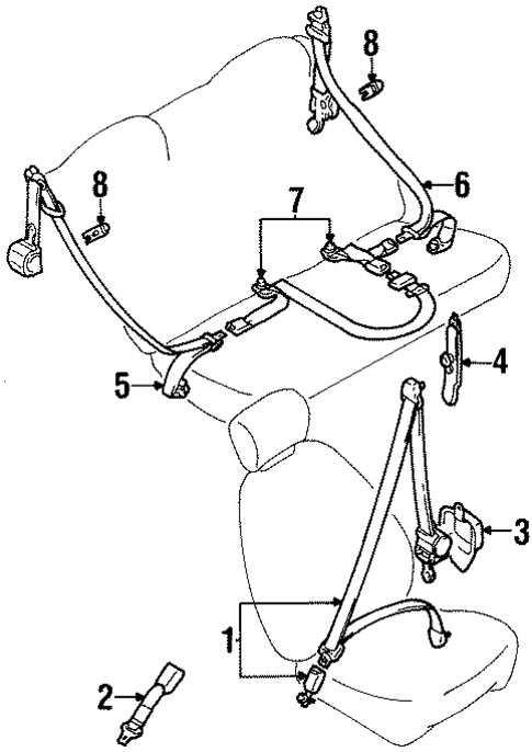 Rear Seat Belts for 1996 Suzuki Esteem #0
