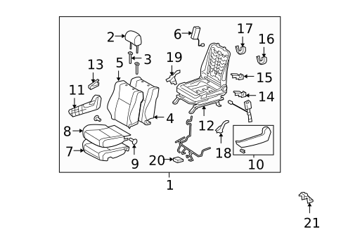 Passenger Seat Components for 2012 Toyota Tundra #3