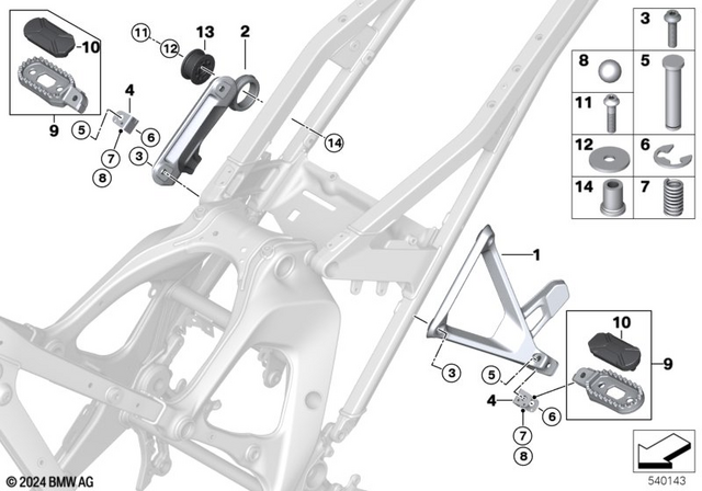 46718829395 - Frame and Mounting Parts: Left Rear Footrest Holder -  for BMW-Motorrad Image