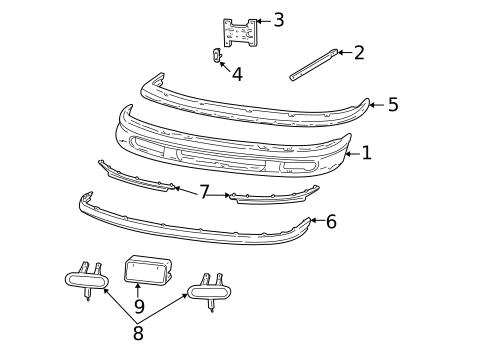 Bumper & Components - Front for 1998 Ford Expedition #0