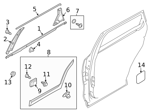 Exterior Trim - Rear Door for 2019 Kia Sorento #0