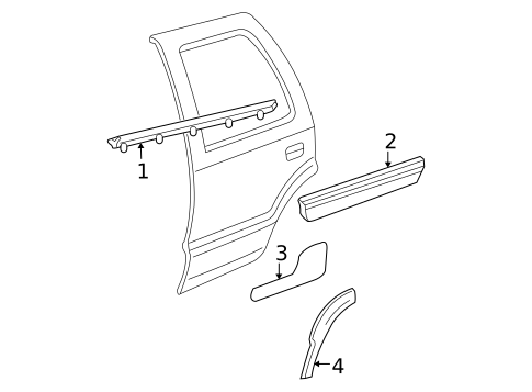 Exterior Trim - Rear Door for 2004 Chevrolet Tahoe #0