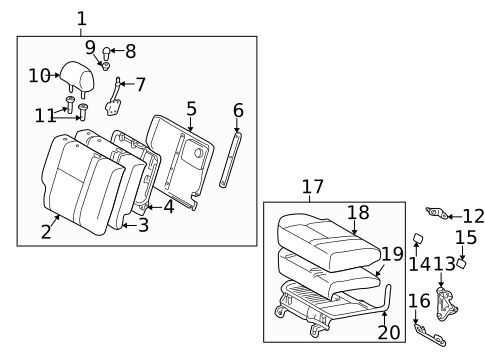 Rear Seat Components for 2004 Pontiac Vibe #0