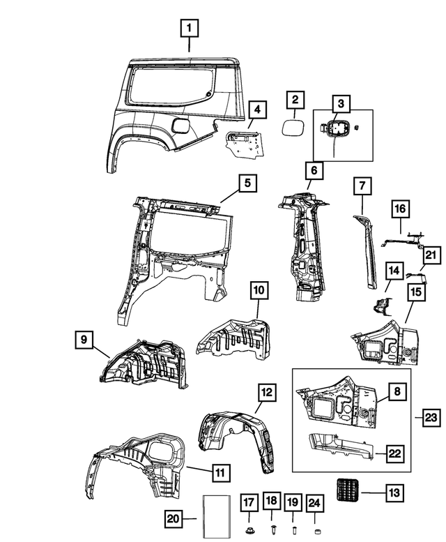 68432055AB - : Taillamp Mounting Panel, Left for Mopar Image