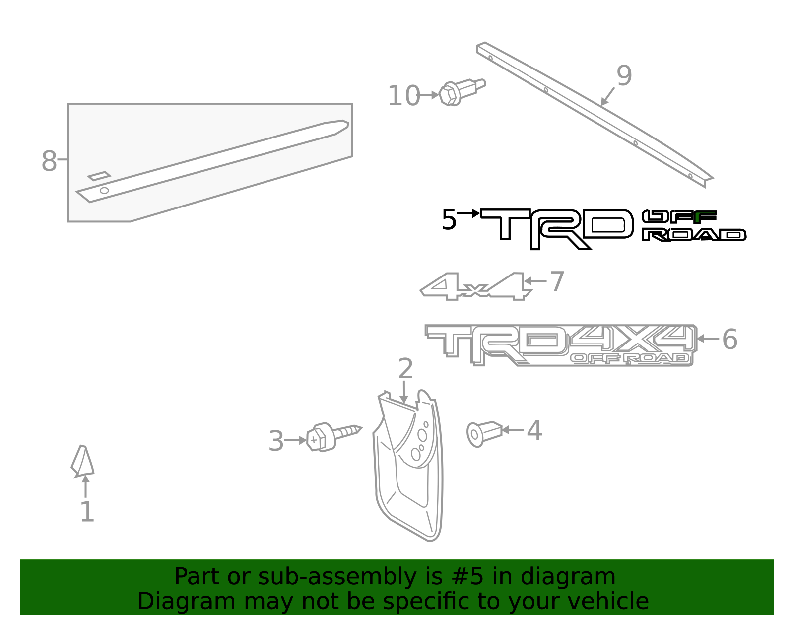 Toyota OEM Truck Bed Decal 75996-0C070-A3 | Toyota OEM Parts Giant