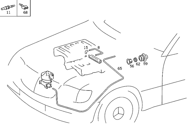 1581435 - Vacuum System: Piping for Mercedes-Benz: 180C, 190, 190D, 190E, 200, 200D, 220, 220D, 230, 240D, 250C, 260E, 280, 280C, 280CE, 280E, 280S, 280SE, 280SEL, 300CE, 300D, 300E, 300SD, 300SE, 300SEL, 300SL, 300TD, 300TE, 350SL, 380SE, 380SEC, 380SEL, 380SL, 380SLC, 400E, 400SE, 400SEL, 450SE, 450SEL, 450SL, 450SLC, 500E, 500SEC, 500SEL, 500SL, 560SEC, 560SEL, 560SL, 600, 600SEL, 600SL, C220, C230, C240, C280, C32 AMG, C320, C350, C43 AMG, C55 AMG, CL500, CL55 AMG, CLK320, CLK350, CLK430, CLK500, CLK55 AMG, CLK550, CLK63 AMG, E420, E430, S420, S430, S55 AMG, SL320, SL500, SL55 AMG, SL550, SL600, SL63 AMG, SL65 AMG, SLK230, SLK320 Image image