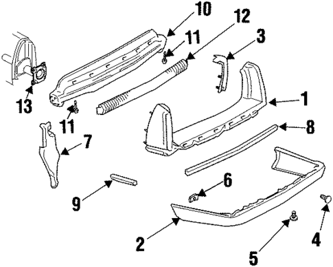 Bumper & Components - Rear for 1998 Cadillac DeVille #0