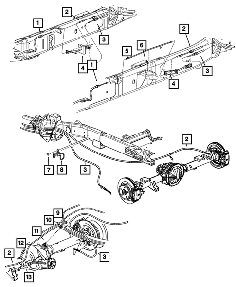 Parking Brake Lever, Cables, and Rear Disc Park Brake Assembly for 2009 Dodge Ram 2500 #0