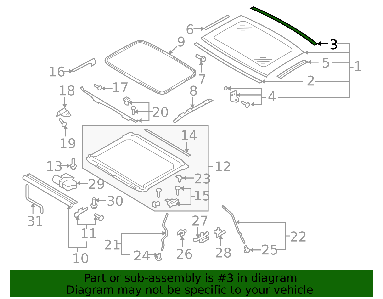 2008-2017 Audi Sunroof Seal 8T0-877-913 | OEM Parts Online