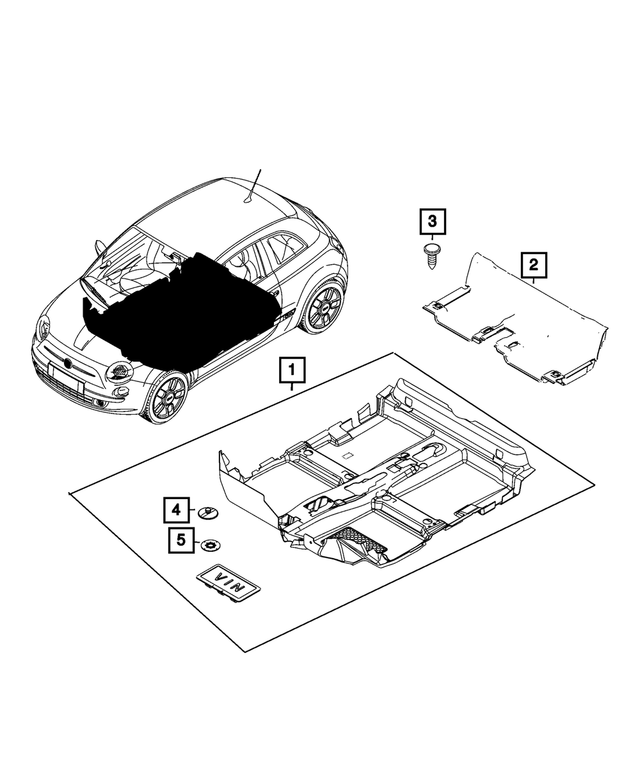 7TL40U1YAA - Interior Trim: Front Floor Carpet for Fiat: 500E Image