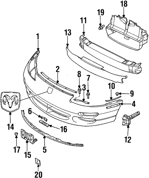 Bumper & Components - Front for 1998 Dodge Avenger #0