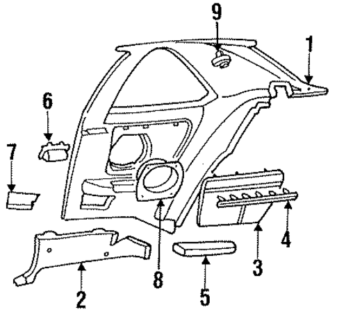 Interior Trim - Quarter Panels for 1993 Mercury Cougar #0