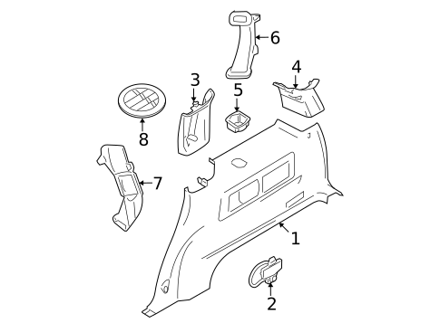 Interior Trim - Quarter Panels for 2006 Mercury Mountaineer #0