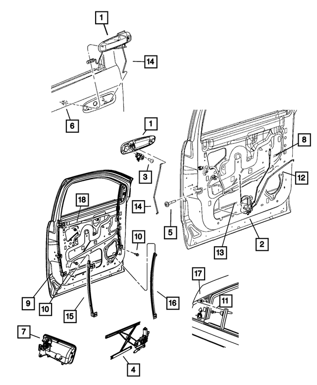5JD441DBAD - Doors, Door Mirrors and Related Parts: Inside Release Handle, Right for Mopar Image image