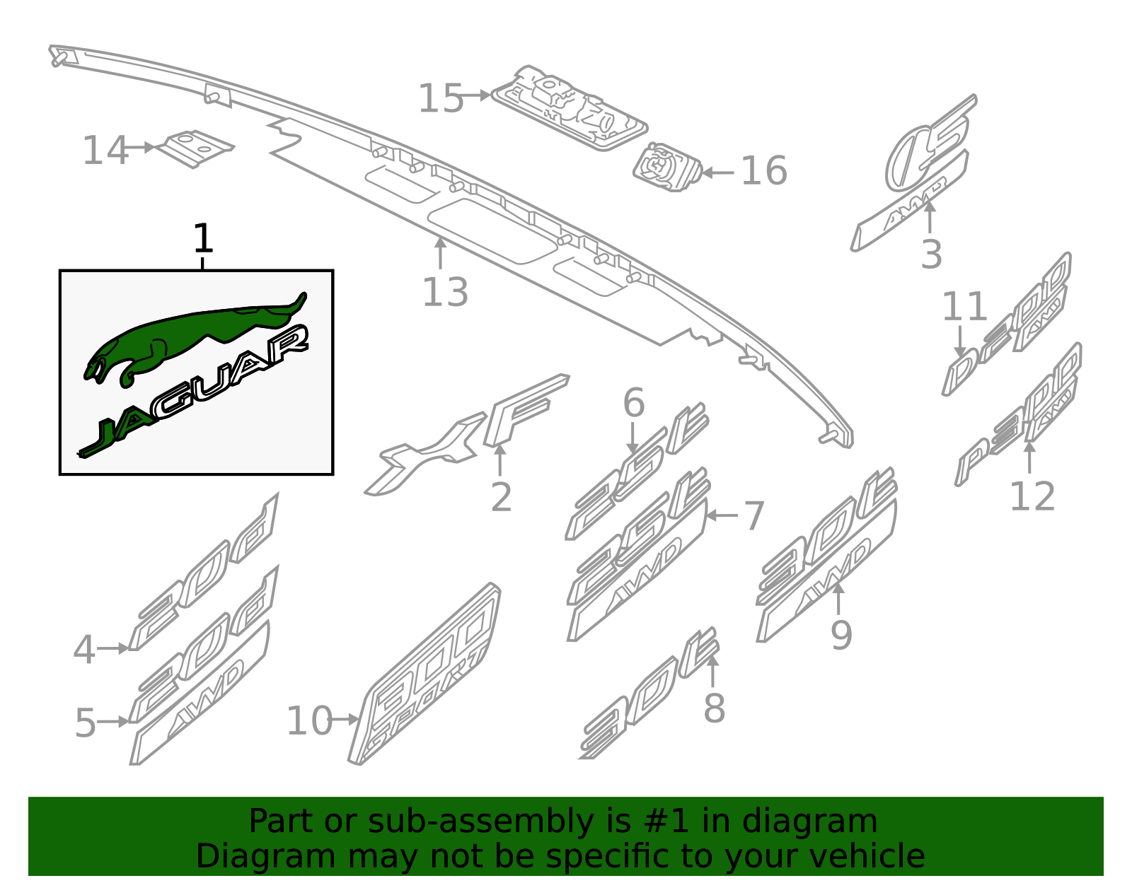 2016-2023 Jaguar Deck Lid Emblem T2H26823 | OEM Parts Online