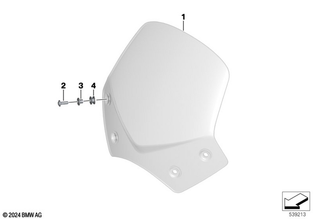 46637697209 - Frame and Mounting Parts: Windshield Sport, Clear - L=280Mm for BMW-Motorrad Image