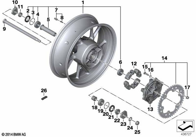 36318551414 - Wheels and Tires: Rear Wheel -  for BMW-Motorrad Image