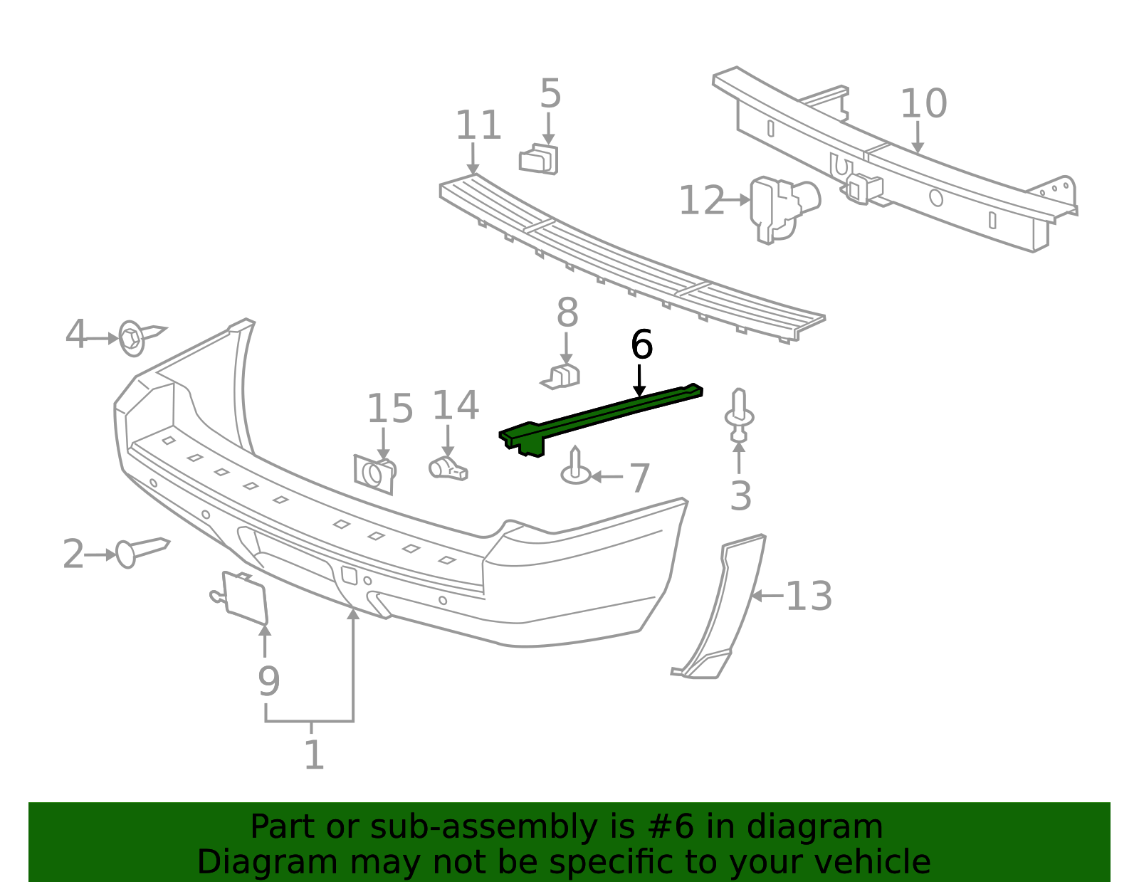 2007-2014 GM Passenger Side Rear Bumper Fascia Support Bracket 25906987 ...