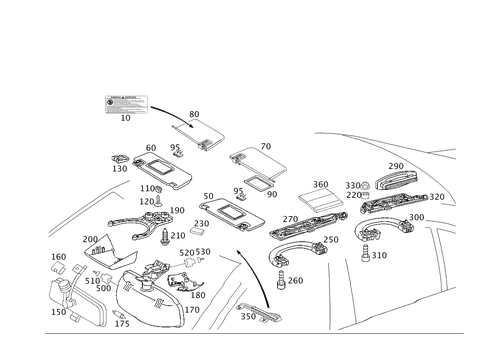 Sun Visor, Interior Mirror, Grab Handle for 2005 Mercedes-Benz E500 #0