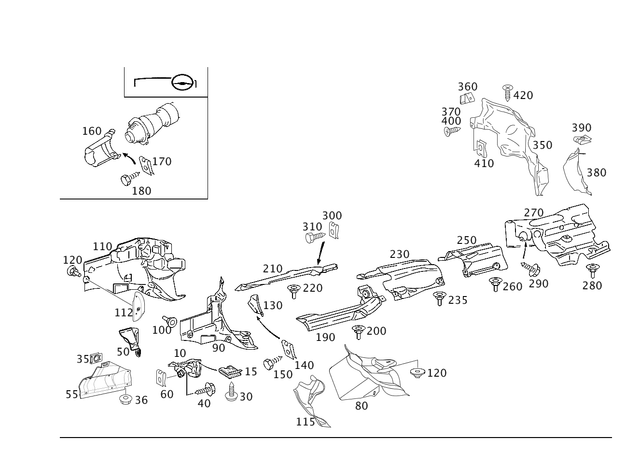 2036820971 - Exhaust System: Shielding for Mercedes-Benz: C230, C240, C280, C32 AMG, C320, C350, C55 AMG, CLK320, CLK350, CLK500, CLK55 AMG, CLK63 AMG Image image