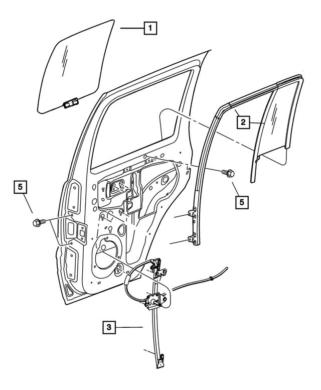 68059656AA - Doors and Related Parts: Rear Door Glass, Right for Mopar Image